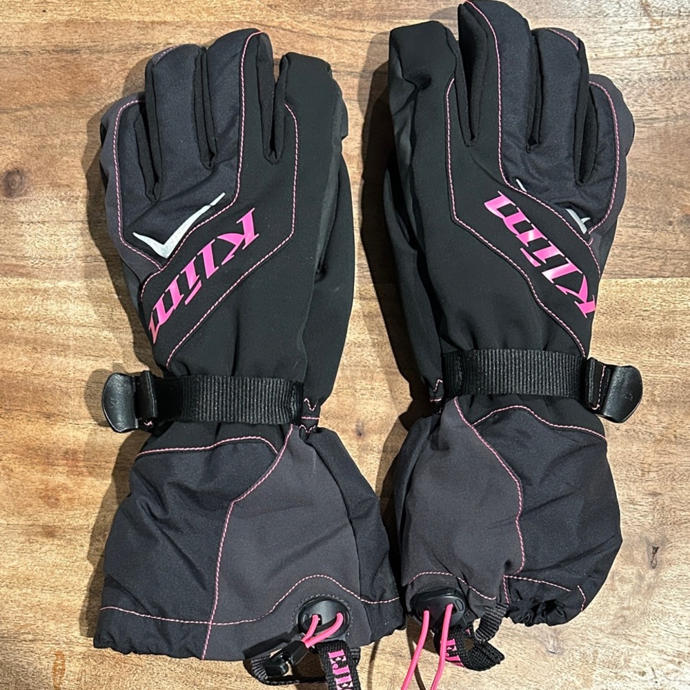 Klim Women's Black and Pink Gloves